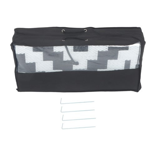 DURAFORCE 8x10ft Waterproof Outdoor Rug Outdoor Plastic Straw Rug For Camping Black&White