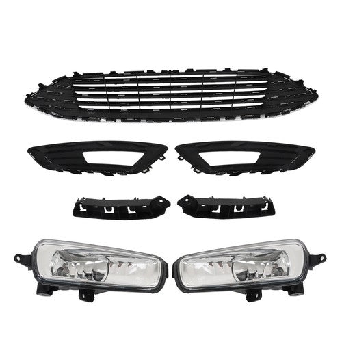 DURAFORCE Front Bumper Cover+Upper Grille+Fog Light For Ford Focus 2015-2018 Plastic