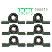DURAFORCE 6PCS UCP202-10 Pillow Block Mounted Ball Bearing 5/8" Bore 2 Bolt Cast Iron Base