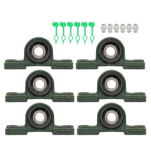 DURAFORCE 6PCS UCP202-10 Pillow Block Mounted Ball Bearing 5/8" Bore 2 Bolt Cast Iron Base