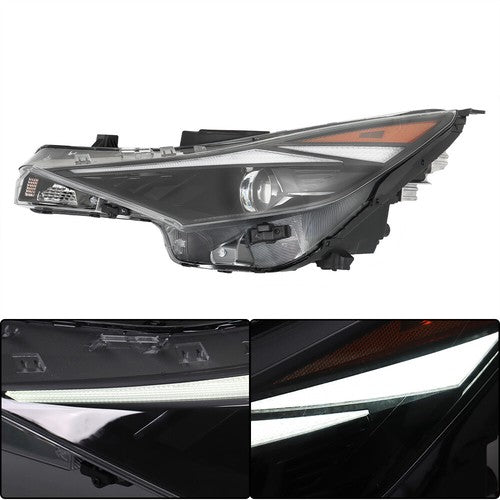 DURAFORCE Black Halogen LH/Driver w/LED Headlight Projector For Hyundai Elantra 2021-2022
