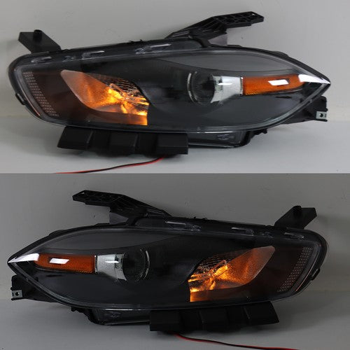 DURAFORCE Fit For Dodge Dart 2013-2016 LH+RH Headlights Replacement Halogen Black Housing