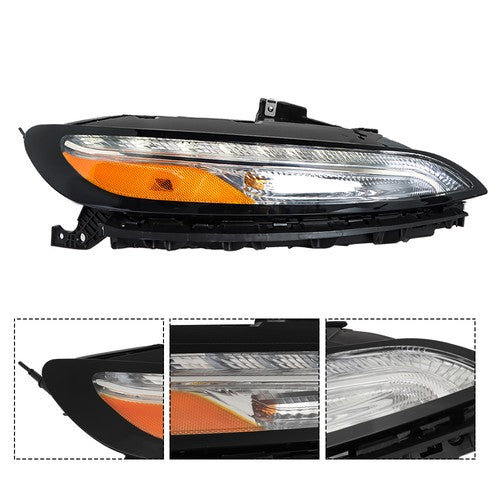 DURAFORCE Chrome Passenger Side Halogen Headlight For Jeep Cherokee 2014-18 White LED DRL