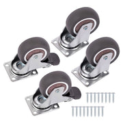 DURAFORCE 4 Piece 2 Inch Caster Wheels 360° Swivel Wheels (2 with Brake & 2 without brake)