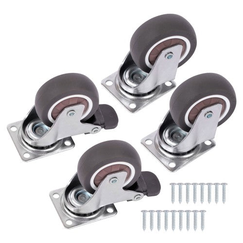 DURAFORCE 4 Piece 2 Inch Caster Wheels 360° Swivel Wheels (2 with Brake & 2 without brake)