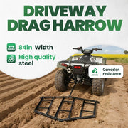 DURAFORCE 84" Driveway Drag Tow Behind Drag Harrow Gravel Grader For ATV UTV Tractor