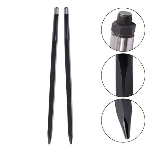 DURAFORCE For Tractor 2PCS 49" Square Hay Spike Bale Spear Wide Tine Spike Skid Conus
