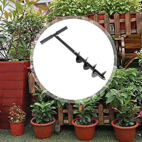 DURAFORCE Hand Operated Auger Drill Bit for Planting, T Shaped 4"X24" Garden Auger