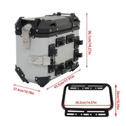 DURAFORCE Silver 36L Motorcycle Side Case Hard Saddlebag Box Trunk Tour with Support Racks
