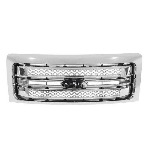 DURAFORCE Front Bumper Upper Grille Chrome For 2009-2014 Ford F150 F-150 Platinum Style