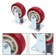 DURAFORCE Set of 4 Heavy Duty Casters - 6 inch x 2 inch Red Polyurethane Tread