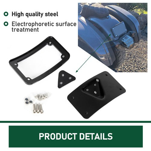 DURAFORCE Curved Laydown License Plate Mount Bracket For Harley Sportster Dyna Softail