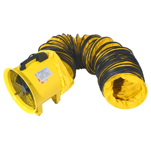DURAFORCE 12 in 2300cfm Heavy Duty industrial blower with 25-Foot flexible PVC Hoses