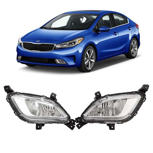 DURAFORCE For 2017 2018 Kia Forte Front Bumper Fog Lights Lamps Set w/bulb Left Right Pair