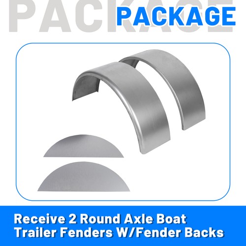 Pair Round Single Axle Trailer Fenders Backs for 14-16 Inch Wheels
