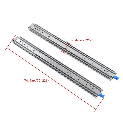 DURAFORCE 1 Pair 28 Inch With Lock Heavy Duty Drawer Slides 500 Lbs Extension Rails Rail
