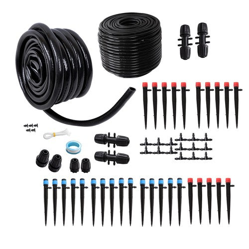 DURAFORCE 240FT Drip Irrigation System with 1/4 1/2 Tubing and Accessories for Garden