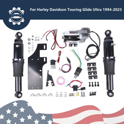 DURAFORCE Rear Air Ride Suspension Set For Harley Touring Road King Street Glide 1994-2023