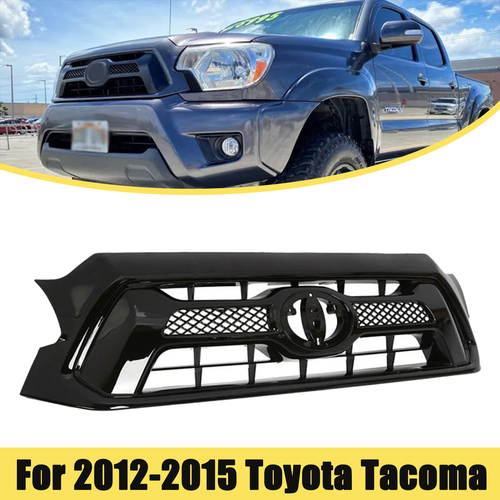 DURAFORCE Front Bumper Gloss Black Grille Grill for Toyota Tacoma 2012 2013 2014 2015