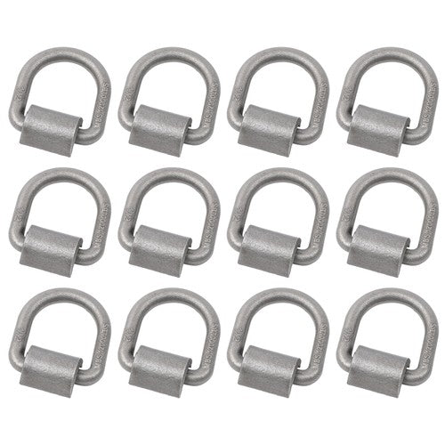 DURAFORCE 1/2 Inch Heavy Duty Weld-On Forged D Ring Fracture Strength 12,000lbs (12 Pack)