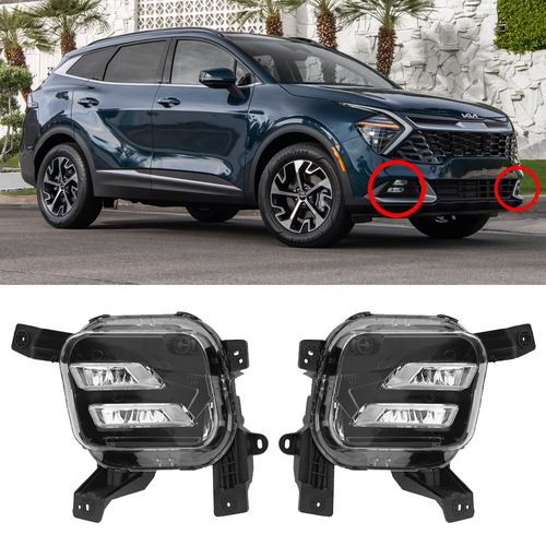 DURAFORCE For 23-24 Kia Sportage Front Bumper LED Fog Light DRL Driving Light Left+Right