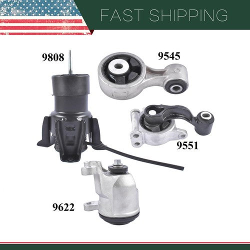 DURAFORCE 4PCS Motor Mount Torque Strut Mount for Nissan Altima 2007-12 Maxima 3.5L 09-14