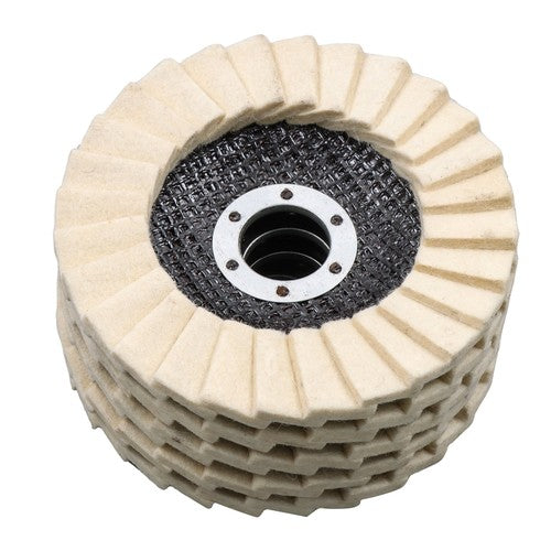DURAFORCE 5PCS 4.5"×7/8" Felt Flap Disc Polishing Flap Discs Wool Flap Buffing Wheel Pad