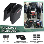 DURAFORCE 5" Stretched Hard Saddlebags For Harley Electra Road Street Glide Dyna 1993-2013