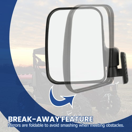 Pair Side Rear View Mirror Set for Polaris Ranger XP 900 2013-2019 LH RH