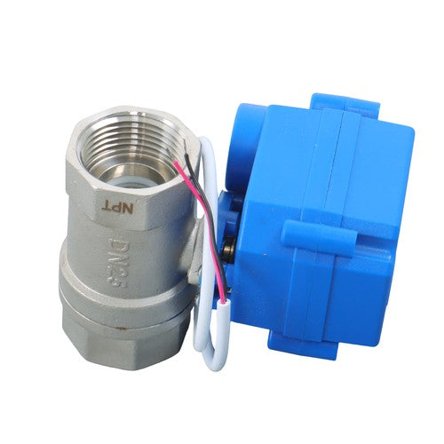 DURAFORCE Solid Motorized Ball Valve 3/4in Full Port SS 9-24V AC/DC NC Auto Return