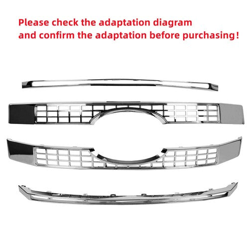 For 17 19 Ford F250 F350 F450 Super Duty Chrome Grille Full Overlay Cover Trim