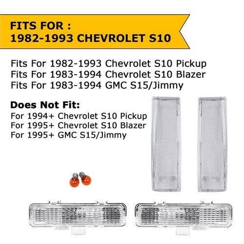Front Corner Bumper Signal Lights Parking Lamps for Chevy Blazer 83 94 S10 82 93