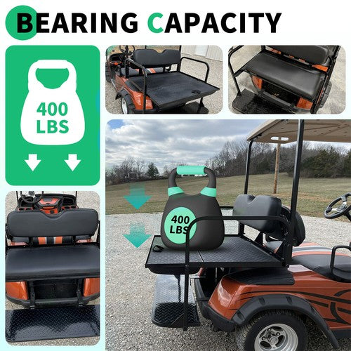 DURAFORCE For 1995-up EZGO TXT Rear Back Seat Kit with Fold Down Pad Black Cushions