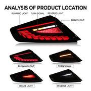 DURAFORCE Pair Rear LED Dynamic Tail Lights Clear Lens Red Bar For 2022-2025 Subaru WRX