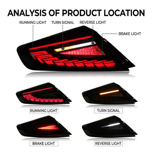 DURAFORCE Pair Rear LED Dynamic Tail Lights Clear Lens Red Bar For 2022-2025 Subaru WRX