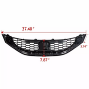 DURAFORCE Front Bumper Upper Grille Grill w/ Chrome Trim for 2013-2015 for Honda Civic
