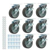 DURAFORCE 8 Pack 3 Inch Universal Caster Wheels Heavy Duty Casters with Side Brake Grey