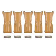 DURAFORCE 5 Pk Bucket Teeth with Flex Pins Yellow V23SYL V23PN for Backhoe Loader Crane