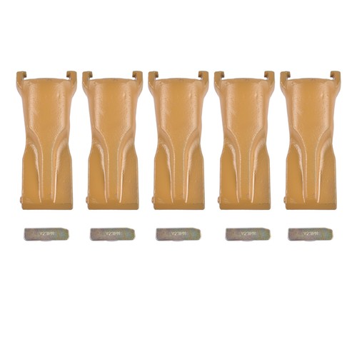 DURAFORCE 5 Pk Bucket Teeth with Flex Pins Yellow V23SYL V23PN for Backhoe Loader Crane