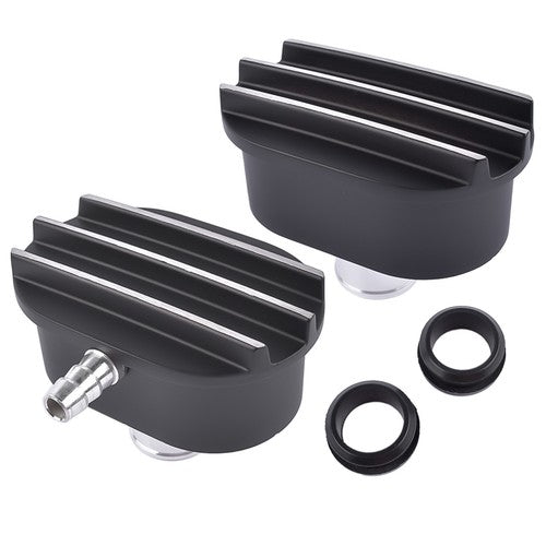 DURAFORCE Oval Finned Black Aluminum Push-in Breather & PCV Kit 1-1/4" Valve Cover Holes