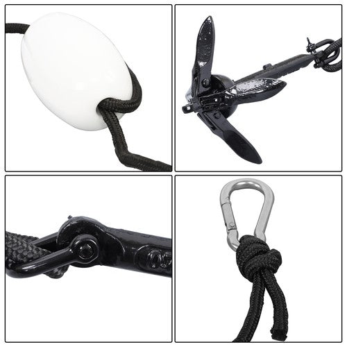 DURAFORCE 2-Pack Folding Anchor Set 0.7kg Black For Grapnel Boat Marine Kayak
