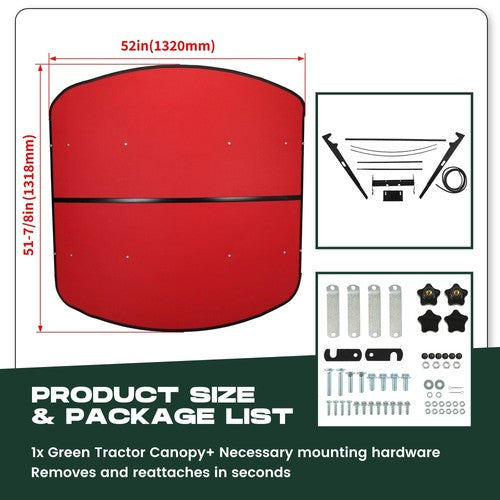 DURAFORCE Red Canopy For 52" X 52" Equipped Tractors & Mowers W/ 2" x 2" or 2" x 3" ROPS