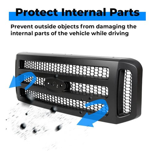 Black Painted Grille Assembly For Ford 05-07 F250 F350 Super Duty Part FO1200457