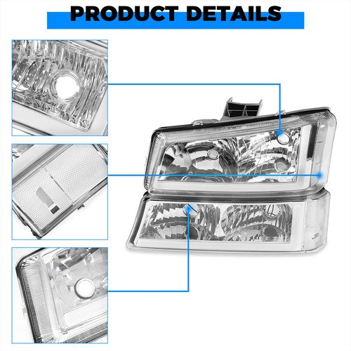 LED Headlights and Bumper Light for 2003-2006 07 Chevy Silverado 1500 2500 3500