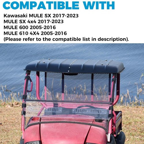 DURAFORCE FOR 2005-2023 KAWASAKI MULE 610 600 SX 4X4 BLACK HARD TOP ROOF KAF600-005B