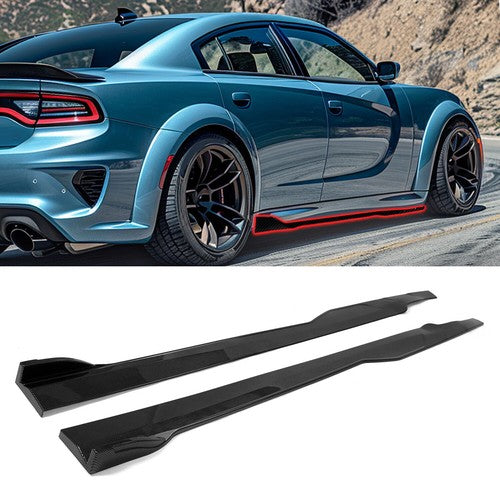 DURAFORCE For Dodge Charger SRT RT 2015-2023 Carbon Fiber Look Side Skirt Rocker Panels
