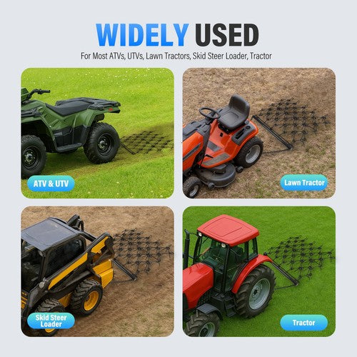 Steel Drag Harrow 4X4FT Heavy Duty Chain for ATV UTV Tractor Leveling Grading