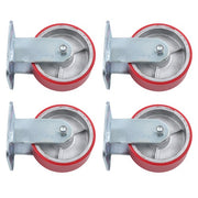 DURAFORCE 4 Pcs Polyurethane 3200Lbs 5"×2" Caster Wheels Red Straight Wheels Heavy Duty