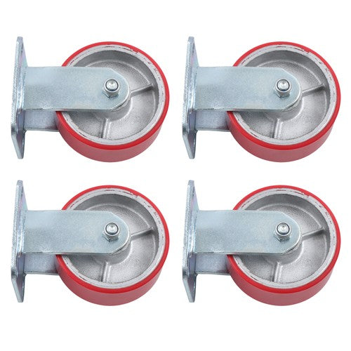 DURAFORCE 4 Pcs Polyurethane 3200Lbs 5"×2" Caster Wheels Red Straight Wheels Heavy Duty