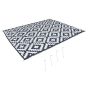 DURAFORCE 9x12 ft Waterproof Outdoor Rug Outdoor Plastic Straw Rug Carpet Black & White